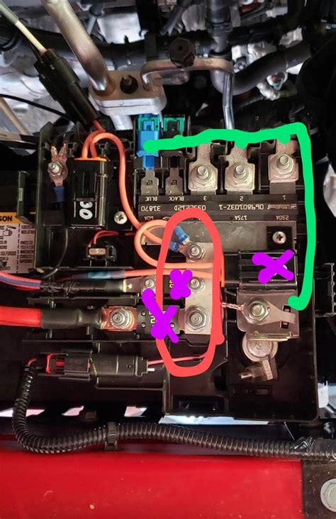 Power distribution block and breaker in engine bay after battery 